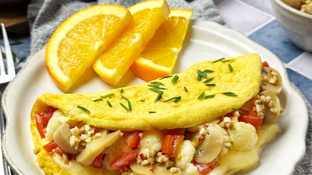 Garlic Mushroom Cauliflower Omelet