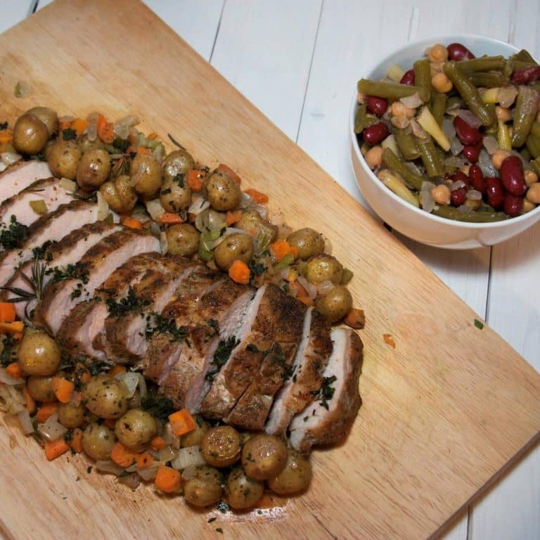 family-style-roast-with-potatoes-and-bean-salad
