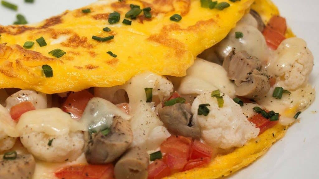 Garlic Mushroom And Cauliflower Omelet