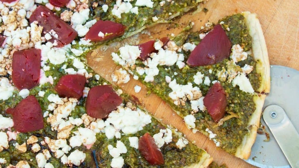 Arugula Pesto Pizza With Beets And Goat Cheese