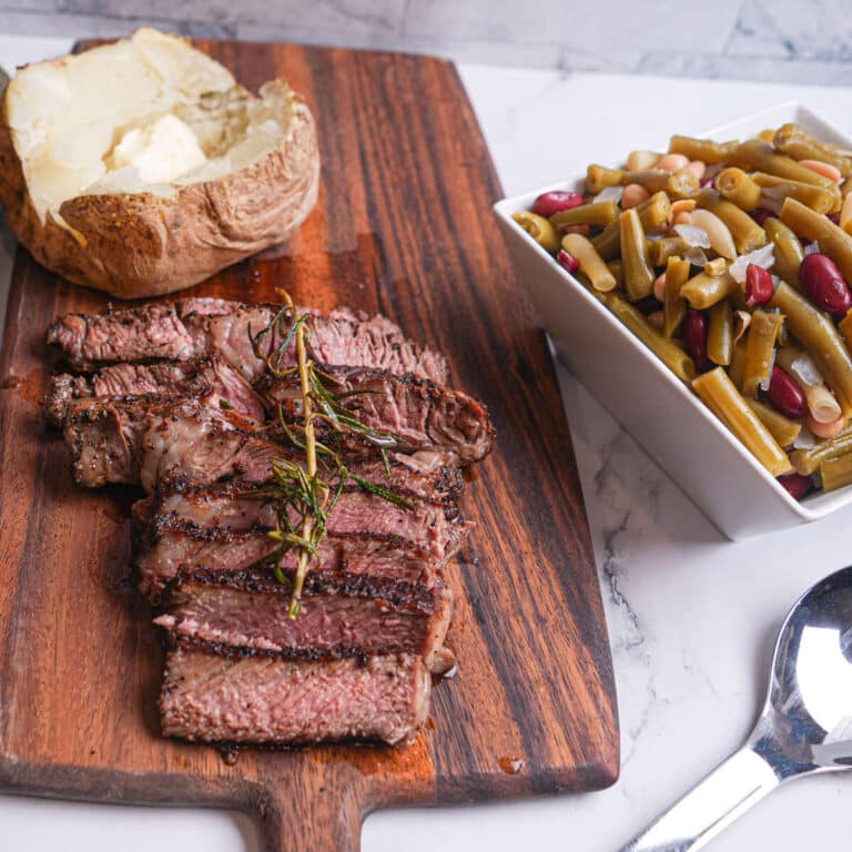 A steak with Paisley Farm Bean Salad