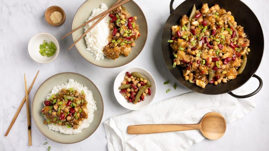 Orange Chicken With Asian Bean Salad “Stir Fry”