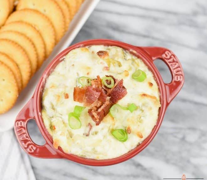Bacon Topped Cheesy Brussels Sprouts Dip