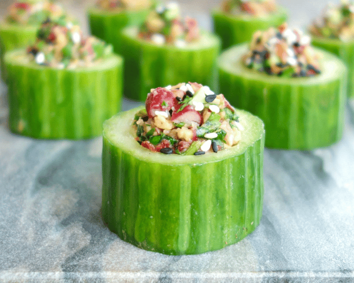 Sesame-Sriracha Stuffed Cucumber Cups