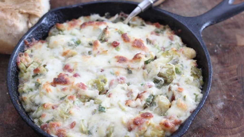 Bacon, Brussels Sprouts and Garlic Cheese Dip