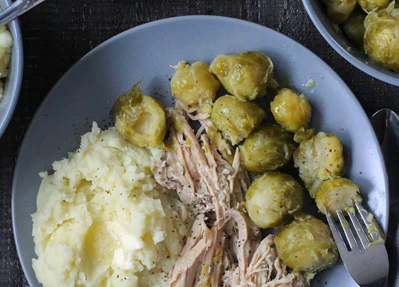 Slow Cooker Pork and Dilled Brussels Sprouts