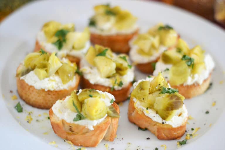 Whipped Ricotta and Dilled Brussels Sprouts Bruschetta