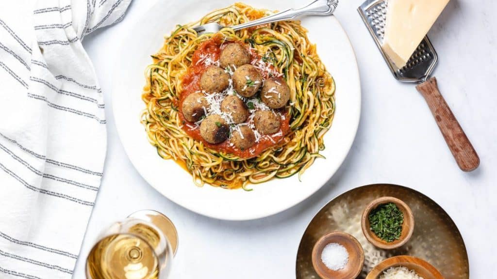 Five Bean Salad "Meatballs" with Zucchini Noodles