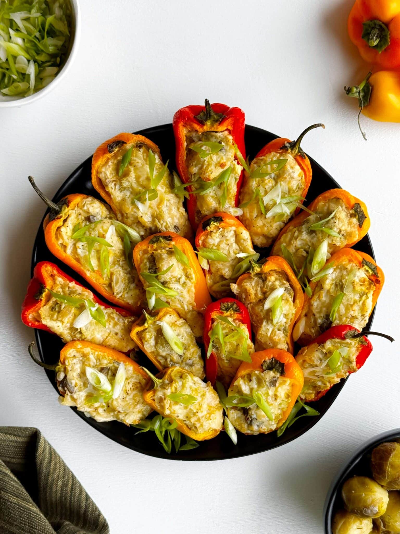 Dilled Brussels Sprouts and Cheese Stuffed Mini Peppers