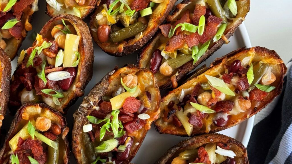 Five Bean Salad Stuffed Potato Skins