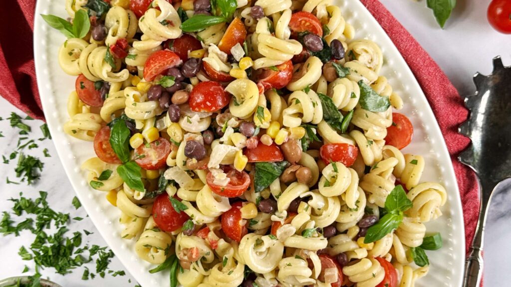 One Pot Summer Pasta with Cowboy Caviar and Tomatoes