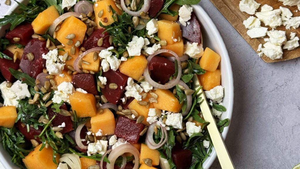 Sweet Beet and Melon Salad with Maple Citrus Vinegarette