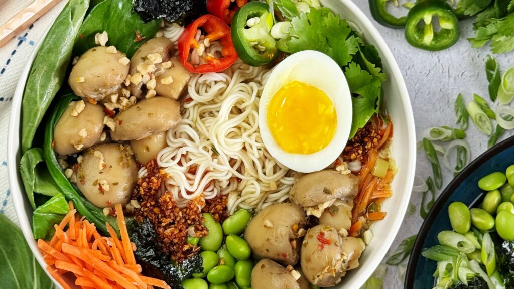 Mushroom and Vegetable Ramen Inspired Soup