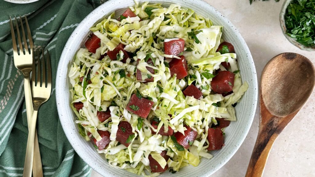 Lemony Cabbage Salad with Sweet Beets