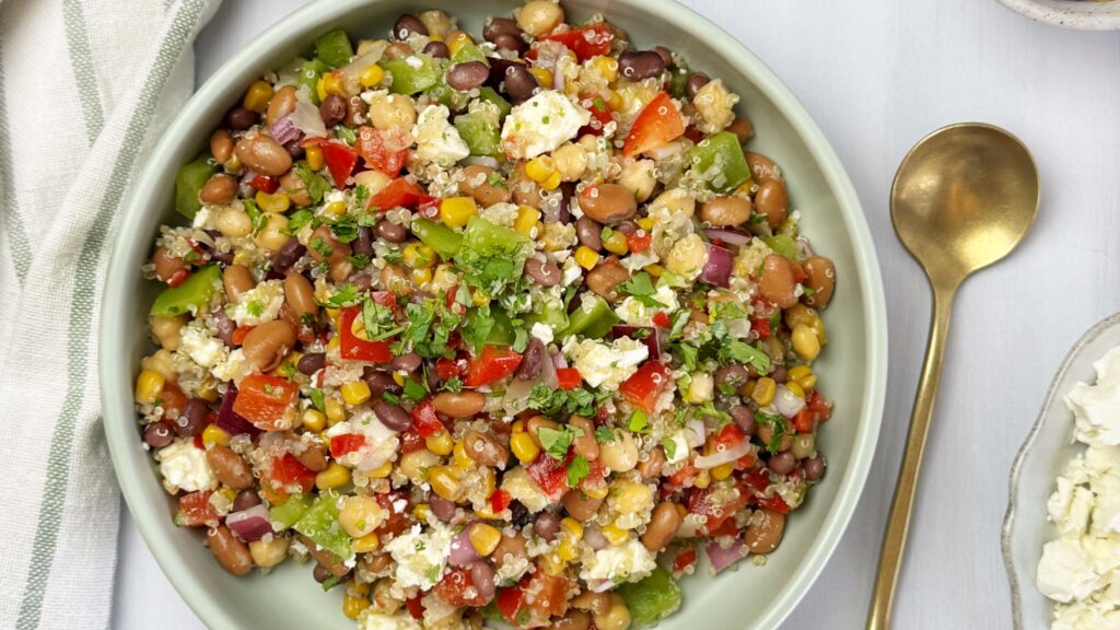 High Protein Dense Bean Salad with Cowboy Caviar and Citrus Vinegarette